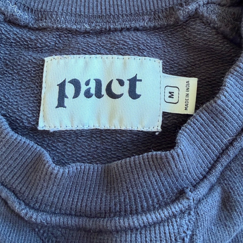 Pact Organic Cotton French Terry Sweatshirt Black Crew Neck Womens Medium - Picture 4 of 10